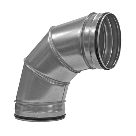 Folded spiral-seam tube Elbow 160mm 90 ° Galvanised pressed for folded spiral-seam tube with Gasket 