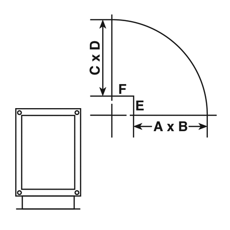  Radius Elbow with square throat Sheet Metal Connectors 